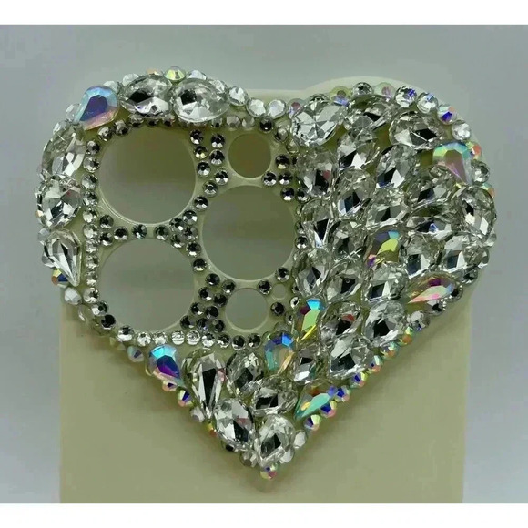 3D Rhinestone Heart Bling Case for iPhone 14 Pro Shockproof Soft TPU - Picture 3 of 9